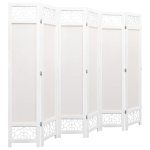 Vidaxl cloison de sparation 6 panneaux crme 210x165 cm tissu