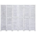 Vidaxl cloison de sparation 6 panneaux gris 210x165 cm bois