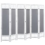 Vidaxl cloison de sparation 6 panneaux gris 210x165 cm tissu