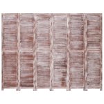 Vidaxl cloison de sparation 6 panneaux marron 210x165 cm bois