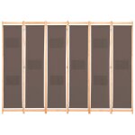 Vidaxl cloison de sparation 6 panneaux marron 240 x 170 x 4 cm tissu
