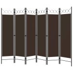 Vidaxl cloison de sparation 6 panneaux marron 240x180 cm