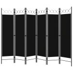 Vidaxl cloison de sparation 6 panneaux noir 240x180 cm