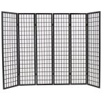 Vidaxl cloison de sparation 6 panneaux style japonais 240x170 cm noir