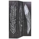 Vidaxl cloison de sparation pliable 120 x 170 cm plumes noir et blanc