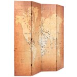 Vidaxl cloison de sparation pliable 160 x 170 cm carte du monde jaune