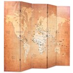 Vidaxl cloison de sparation pliable 200 x 170 cm carte du monde jaune