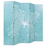 Vidaxl cloison de sparation pliable 200 x 170 cm papillon bleu