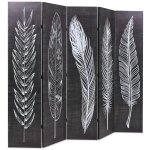 Vidaxl cloison de sparation pliable 200 x 170 cm plumes noir et blanc