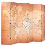 Vidaxl cloison de sparation pliable 228 x 170 cm carte du monde jaune