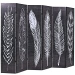 Vidaxl cloison de sparation pliable 228 x 170 cm plumes noir et blanc