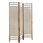 Vidaxl cloison de sparation pliable 3 panneaux bambou et toile 120 cm