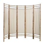 Vidaxl cloison de sparation pliable 5 panneaux bambou et toile 200 cm