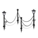 Vidaxl clture  chane avec deux lampes solaires led et deux piquets