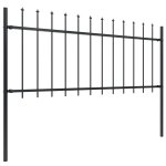Vidaxl cl�ture de jardin avec dessus en lance acier 15, 3 x 0, 8 m noir