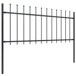 Vidaxl clture de jardin avec dessus en lance acier 3, 4x0, 8 m noir