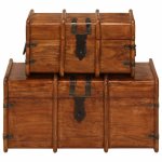 Vidaxl coffre de rangement 2 pcs bois d'acacia et finition en sesham