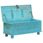Vidaxl coffre de rangement bois de manguier massif 100x40x41 cm bleu