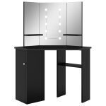 Vidaxl coiffeuse d'angle avec led noir 111x54x141, 5 cm