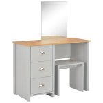 Vidaxl coiffeuse avec miroir et tabouret gris 104 x 45 x 131 cm Vidaxl coiffeuse avec miroir et tabouret gris 104 x 45 x 131 cm