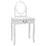 Vidaxl coiffeuse et tabouret blanc 65x36x128 cm bois de paulownia mdf Vidaxl coiffeuse et tabouret blanc 65x36x128 cm bois de paulownia mdf