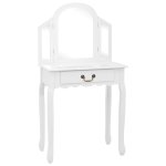 Vidaxl coiffeuse et tabouret blanc 65x36x128 cm bois de paulownia mdf Vidaxl coiffeuse et tabouret blanc 65x36x128 cm bois de paulownia mdf