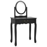 Vidaxl coiffeuse et tabouret noir 65x36x128 cm bois de paulownia mdf Vidaxl coiffeuse et tabouret noir 65x36x128 cm bois de paulownia mdf