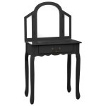 Vidaxl coiffeuse et tabouret noir 65x36x128 cm bois de paulownia mdf