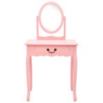 Vidaxl coiffeuse et tabouret rose 65x36x128 cm bois de paulownia mdf Vidaxl coiffeuse et tabouret rose 65x36x128 cm bois de paulownia mdf