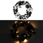 Vidaxl couronne de nol avec lumires led noir 60 cm pvc