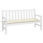 Vidaxl coussin de banc de jardin blanc crme 150x50x7 cm tissu