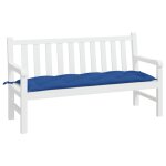 Vidaxl coussin de banc de jardin bleu 150x50x7 cm tissu