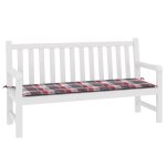 Vidaxl coussin de banc de jardin carreaux rouges 150x50x3 cm tissu