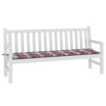 Vidaxl coussin de banc de jardin carreaux rouges 180x50x3 cm tissu