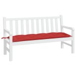 Vidaxl coussin de banc de jardin rouge 150x50x7 cm tissu