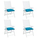 Vidaxl coussins de chaise 4 pcs bleu clair 40x40x7 cm tissu