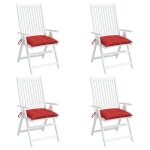 Vidaxl coussins de chaise 4 pcs rouge 50x50x7 cm tissu