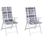 Vidaxl coussins de chaise de jardin 2 pcs carreaux gris 120x50x3 cm