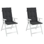 Vidaxl coussins de chaise de jardin 2 pcs noir 120 x 50 x 3 cm