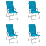 Vidaxl coussin de chaise de jardin 4 pcs bleu 120 x 50 x 3 cm