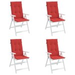 Vidaxl coussin de chaise de jardin 4 pcs rouge 120 x 50 x 3 cm