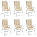 Vidaxl coussins de chaise de jardin 6 pcs beige 120x50x3 cm