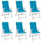 Vidaxl coussins de chaise de jardin 6 pcs bleu 120x50x3 cm