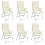 Vidaxl coussins de chaise de jardin 6 pcs crme 120x50x3 cm