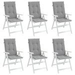 Vidaxl coussins de chaise de jardin 6 pcs gris 120x50x3 cm