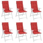 Vidaxl coussins de chaise de jardin 6 pcs rouge 120x50x3 cm
