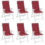 Vidaxl coussins de chaise de jardin 6 pcs rouge bordeaux 120x50x3 cm