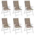 Vidaxl coussins de chaise de jardin 6 pcs taupe 120x50x3 cm