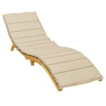 Vidaxl coussin de chaise longue beige 200x50x3 cm tissu