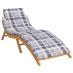 Vidaxl coussin de chaise longue carreaux gris 186x58x3 cm